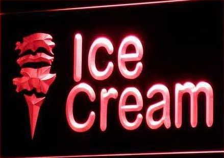 OPEN Ice-cream Cafe Mini Bar LED Neon Light Sign
